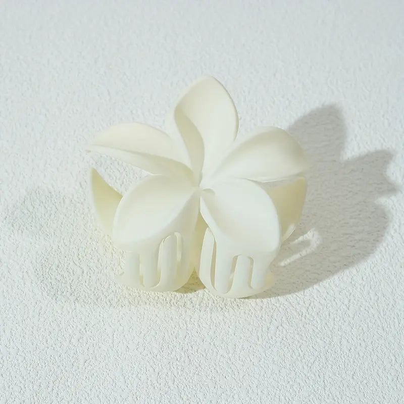 Plumeria Flower Matte Claw Clips - Large