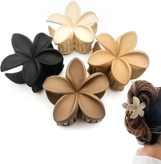 Plumeria Flower Matte Claw Clips - Large