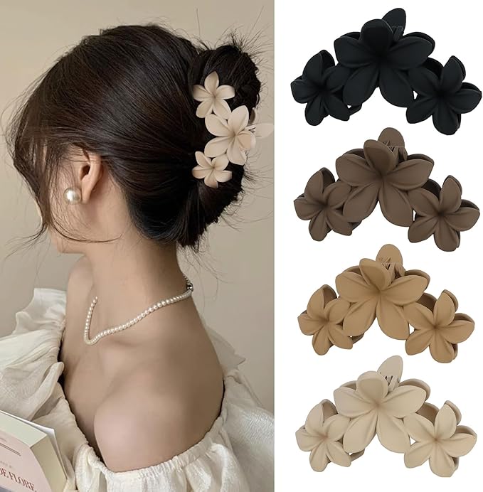 Plumeria Matte Flower Clips - Large