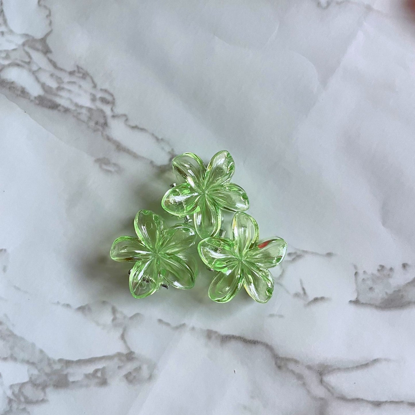 Mini Transparent Flower Hair Clips - 1 Pc