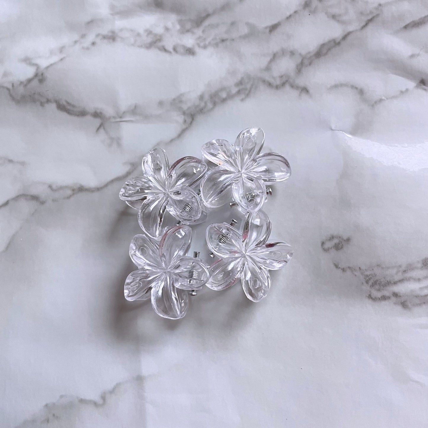 Mini Transparent Flower Hair Clips - 1 Pc